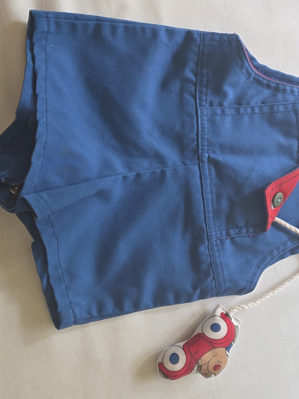 Ready Teddy Overalls Blue & Red Shortall 12 Months